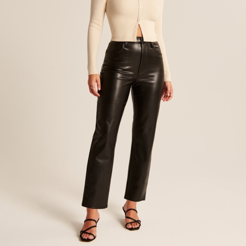 Abercrombie Curve Love Vegan Leather Ankle Straight Pant